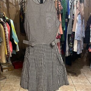 MICHAEL Michael Kors Black and White Gingham Midi Dress
